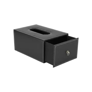 Rexine Tissue box with wooden base